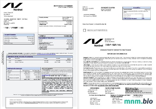 Szwecja Nordnet AB Bank wyciąg z kredytu hipotecznego w formatach Word i PDF 1-2
